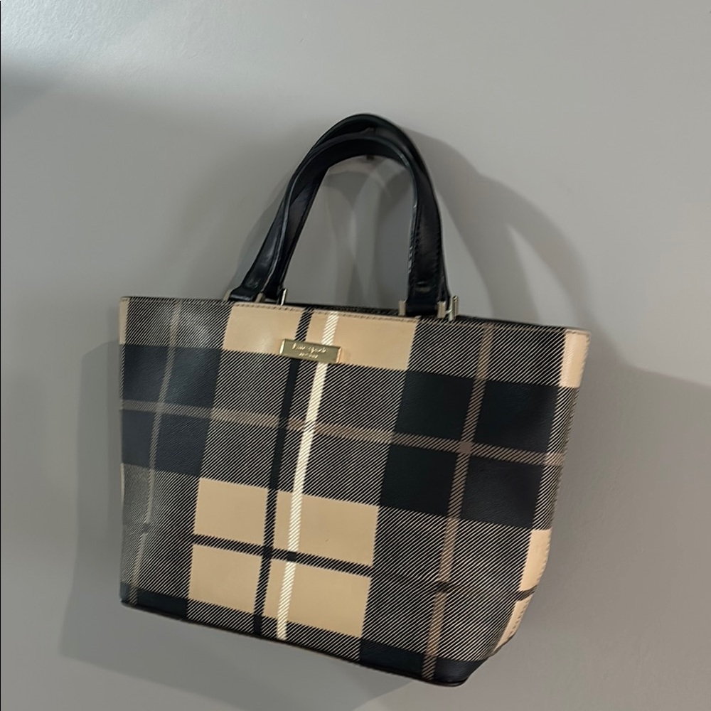 Kate Spade Black and Tan Tartan Tote Bag